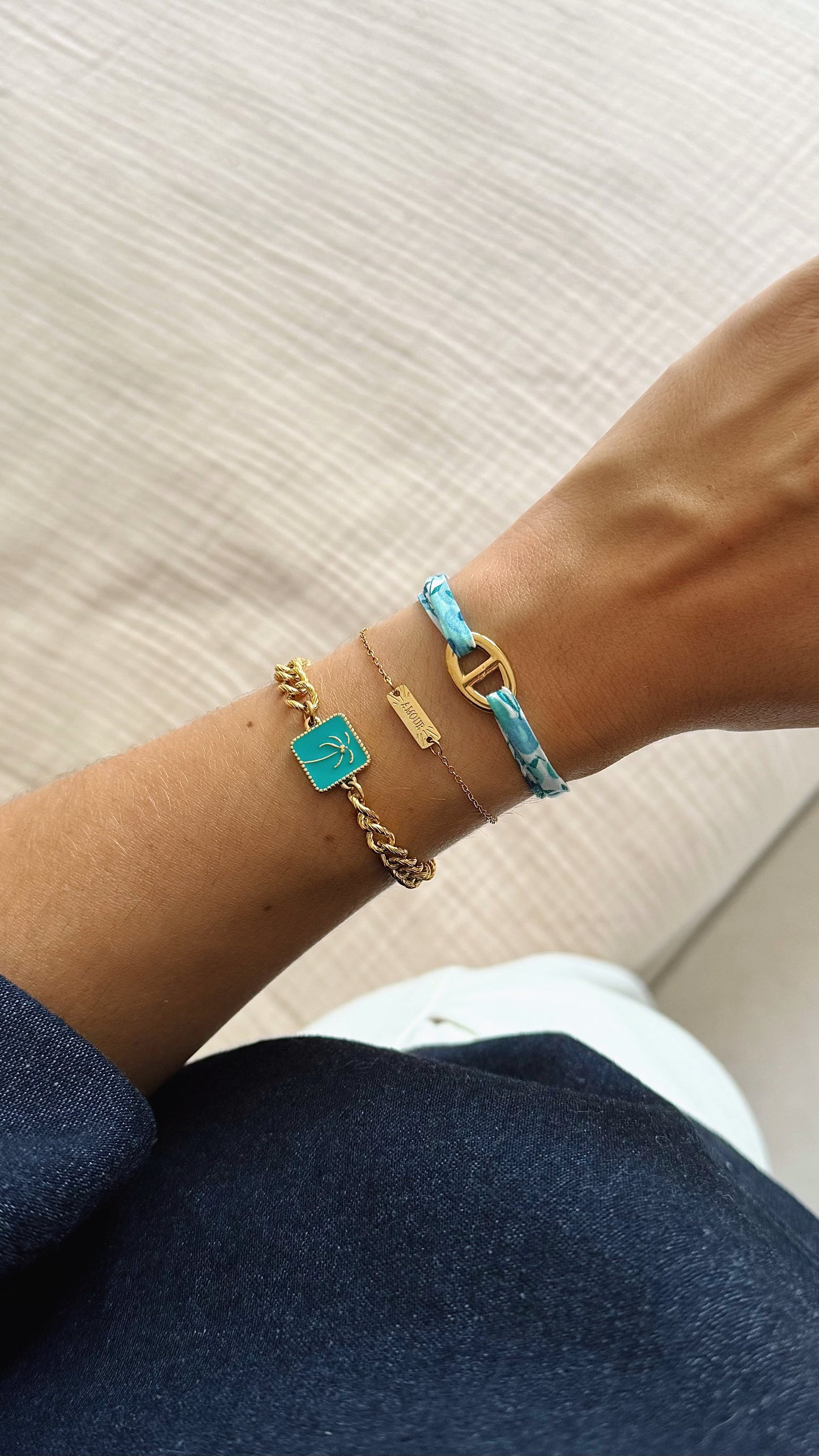 FLAVIE Doré Bleu Turquoise
